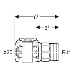Geberit FlowFit Übergang mit Außengewinde bleifreie Siliziumbronze, d 25mm, R 1″... GEBERIT-620322001 4025416638001 (Abb. 1)