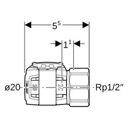 Geberit FlowFit Übergang mit Innengewinde bleifreie Siliziumbronze, D 20mm, Rp 1/2"... GEBERIT-620411001 4025416638674 (Abb. 1)