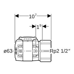 Geberit FlowFit Übergang mit Innengewinde bleifreie Siliziumbronze, d 63mm, Rp 2 1/2... GEBERIT-620416001 4025416638803 (Abb. 1)