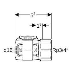 Geberit FlowFit Übergang mit Innengewinde bleifreie Siliziumbronze, d 16mm, Rp 3/4″... GEBERIT-620420001 4025416638827 (Abb. 1)