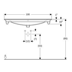 Geberit Renova Plan Möbelwaschtisch, Breite 100cm, Tiefe 48cm, Hahnloch mittig, Über... GEBERIT-122200600 4022009368956 (Abb. 1)