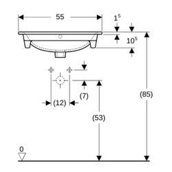 Geberit Renova Plan Möbelwaschtisch, Breite 55cm, Tiefe 48cm, Hahnloch mittig, Überl... GEBERIT-122255000 4022009368925 (Abb. 1)