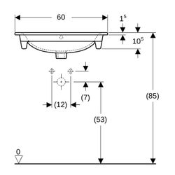 Geberit Renova Plan Möbelwaschtisch, Breite 60cm, Tiefe 48cm, Hahnloch mittig, Überl... GEBERIT-122260000 4022009368734 (Abb. 1)