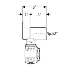 Geberit FlowFit Eckanschlusswinkel 90 Grad Bleifreier, d 20mm, Rp 1/2″, Länge 5,2cm,... GEBERIT-620921001 4025416631644 (Abb. 1)