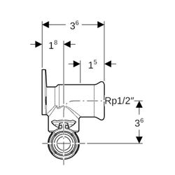 Geberit FlowFit T-Anschlusswinkel 90 Grad abgesetzt Bleifreier, d 20mm, Rp 1/2″, d1 ... GEBERIT-620951001 4025416631712 (Abb. 1)