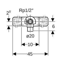 Geberit FlowFit Anschlusswinkel 90 Grad vormontiert, einfach, abgesetzt, d 20mm, Rp ... GEBERIT-619631001 4025416602347 (Abb. 1)