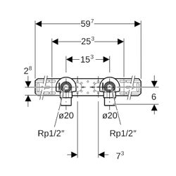 Geberit FlowFit Anschlusswinkel 90 Grad vorm. zweifach abgesetzt d 20mm Rp 1/2″ L1 5... GEBERIT-619651001 4025416602521 (Abb. 1)