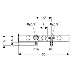 Geberit FlowFit Anschlusswinkel 90 Grad vormontiert, zweifach, gerade, D 16mm, Rp 1/... GEBERIT-619670001 4025410704405 (Abb. 1)