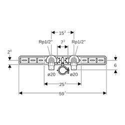 Geberit FlowFit Anschlusswinkel 90 Grad vormontiert, zweifach, abgesetzt, Ablaufrohr... GEBERIT-619681001 4025416602637 (Abb. 1)