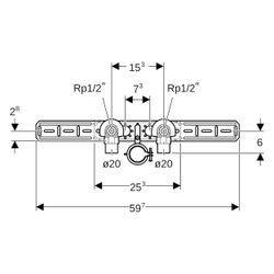 Geberit FlowFit Anschlusswinkel 90 Grad vormontiert, zweifach, abgesetzt, Ablaufrohr... GEBERIT-619681001 4025416602637 (Abb. 1)