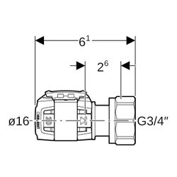Geberit FlowFit Verteilerabgang für Eurokonus bleifreie Siliziumbronze, d 16mm, G 3/... GEBERIT-620330001 4025416638032 (Abb. 1)