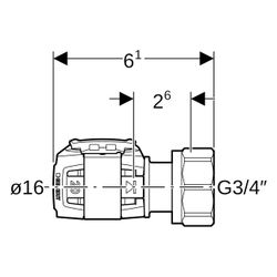 Geberit FlowFit Verteilerabgang für Eurokonus bleifreie Siliziumbronze, D 16mm, G 3/... GEBERIT-620330001 4025416638032 (Abb. 1)