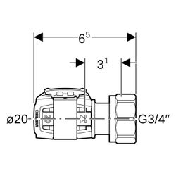 Geberit FlowFit Verteilerabgang für Eurokonus bleifreie Siliziumbronze, D 20mm, G 3/... GEBERIT-620331001 4025416638094 (Abb. 1)