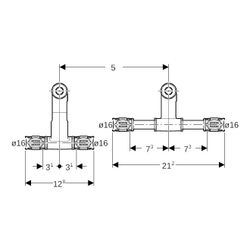 Geberit FlowFit Set Anschluss-T-Stücke für Vor-/Rücklauf, mit Anschlussverschraubung... GEBERIT-619440222 4025410076625 (Abb. 1)