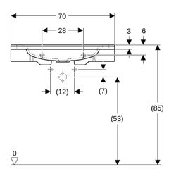 Geberit Publica Waschtisch eckiges Design, Ausschnitten, barrierefrei, B 70cm T 55cm... GEBERIT-501043111 4025410753588 (Abb. 1)