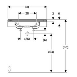 Geberit Publica Waschtisch rundes Design, Ausschnitten, barrierefrei, B 60cm T 55cm ... GEBERIT-501041001 4025410754011 (Abb. 1)