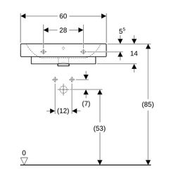 Geberit iCon Aufsatzwaschtisch, Breite 60cm, Tiefe 48,5cm, Hahnloch mittig, Überlauf... GEBERIT-124560000 4022009333411 (Abb. 1)
