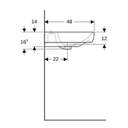 Geberit Smyle Waschtisch, Breite 55cm, Tiefe 48cm, Hahnloch mittig, Überlauf sichtba... GEBERIT-500227011 4025416520283 (Abb. 1)