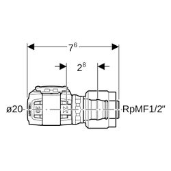 Geberit FlowFit Übergang mit MasterFix, DN 15, 20mm x Rp 1/2", PPSU, Schwarz... GEBERIT-620291001 4025416614937 (Abb. 1)