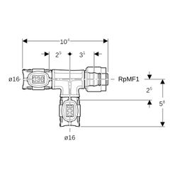 Geberit FlowFit Übergangs-T-Stück mit MasterFix, Abzweig PPSU, d 16mm, d1 16mm, RpMF... GEBERIT-620780001 4025416631002 (Abb. 1)