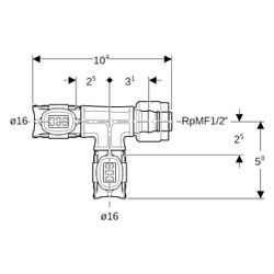 Geberit FlowFit Übergangs-T-Stück mit MasterFix, Abzweig PPSU, D 16mm, D1 16mm, RpMF... GEBERIT-620780001 4025416631002 (Abb. 1)