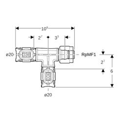 Geberit FlowFit Übergangs-T-Stück mit MasterFix, Abzweig PPSU, d 20mm, d1 20mm, RpMF... GEBERIT-620781001 4025416631019 (Abb. 1)