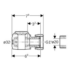 Geberit FlowFit Übergang mit Überwurfmutter bleifreie Siliziumbronze, d 32mm, di 20m... GEBERIT-620633001 4025416628408 (Abb. 1)
