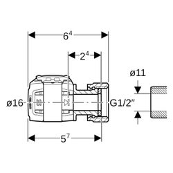 Geberit FlowFit Anschluss gerade, mit Überwurfmutter bleifreie Siliziumbronze, D 16m... GEBERIT-619490221 4025416602118 (Abb. 1)