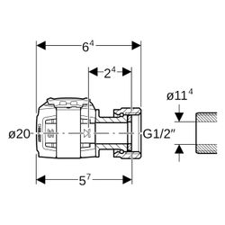 Geberit FlowFit Anschluss gerade, mit Überwurfmutter bleifreie Siliziumbronze, D 20m... GEBERIT-619491221 4025416602132 (Abb. 1)