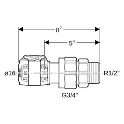 Geberit FlowFit Übergangsverschraubung mit Außengewinde bleifreie Siliziumbronze, D ... GEBERIT-620580001 4025416627340 (Abb. 1)