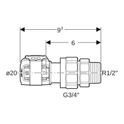 Geberit FlowFit Übergangsverschraubung mit Außengewinde bleifreie Siliziumbronze, d ... GEBERIT-620581001 4025416627371 (Abb. 1)