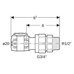 Geberit FlowFit Übergangsverschraubung mit Außengewinde bleifreie Siliziumbronze, D ... GEBERIT-620581001 4025416627371 (Abb. 1)
