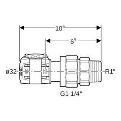 Geberit FlowFit Übergangsverschraubung mit Außengewinde bleifreie Siliziumbronze, d ... GEBERIT-620583001 4025416627401 (Abb. 1)