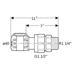 Geberit FlowFit Übergangsverschraubung mit Außengewinde bleifreie Siliziumbronze, D ... GEBERIT-620584001 4025416627425 (Abb. 1)