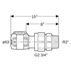 Geberit FlowFit Übergangsverschraubung mit Außengewinde bleifreie Siliziumbronze, D ... GEBERIT-620586001 4025416627463 (Abb. 1)