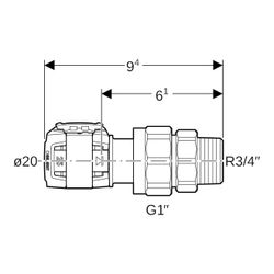 Geberit FlowFit Übergangsverschraubung mit Außengewinde bleifreie Siliziumbronze, d ... GEBERIT-620591001 4025416627470 (Abb. 1)