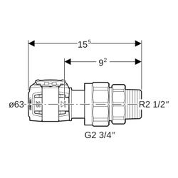 Geberit FlowFit Übergangsverschraubung mit Außengewinde bleifreie Siliziumbronze, d ... GEBERIT-620596001 4025416627531 (Abb. 1)