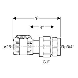 Geberit FlowFit Übergangsverschraubung mit Innengewinde bleifreie Siliziumbronze, d ... GEBERIT-620602001 4025416627586 (Abb. 1)
