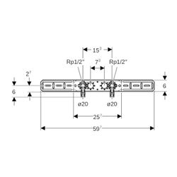 Geberit FlowFit Anschlusswinkel 90 Grad vormontiert, zweifach, abgesetzt, d 20mm, Rp... GEBERIT-619661001 4025416602606 (Abb. 1)