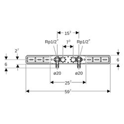 Geberit FlowFit Anschlusswinkel 90 Grad vormontiert, zweifach, abgesetzt, D 20mm, Rp... GEBERIT-619661001 4025416602606 (Abb. 1)