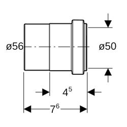 Geberit Silent db20 Anschlusssteckmuffe reduziert d 56mm, di 50mm... GEBERIT-305040143 4025416354307 (Abb. 1)