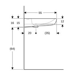 Geberit Renova Comfort Waschtisch barrierefrei, Breite 55cm, Tiefe 55cm, Hahnloch mi... GEBERIT-258557000 4022009344004 (Abb. 1)