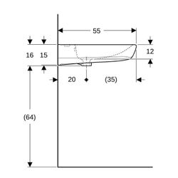 Geberit Renova Comfort Waschtisch barrierefrei, Breite 55cm, Tiefe 55cm, Hahnloch mi... GEBERIT-258555600 4022009344059 (Abb. 1)