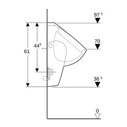 Geberit Renova Urinal Zulauf von oben, Tiefe 37cm, Abgang nach hinten oder nach unte... GEBERIT-235200600 4022009229707 (Abb. 1)