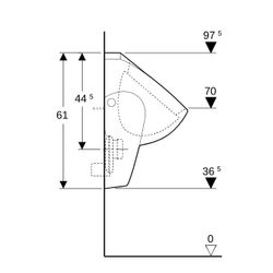 Geberit Renova Urinal Zulauf von hinten, Abgang nach hinten, Tiefe 37cm, Zulauf hint... GEBERIT-235300000 4022009044591 (Abb. 1)