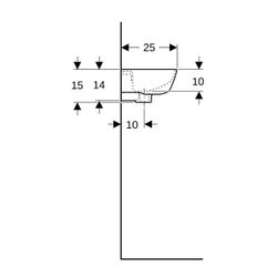 Geberit Renova Handwaschbecken verkürzte Ausladung, 36x14,8x25cm, Hahnloch rechts, Ü... GEBERIT-500374011 4025416853169 (Abb. 1)