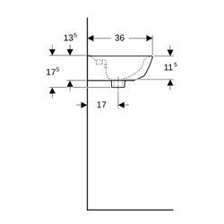 Geberit Renova Handwaschbecken, asymmetrischem Überlauf, 45x17,3x36cm, Hahnloch mitt... GEBERIT-500375018 4025416143031 (Abb. 1)