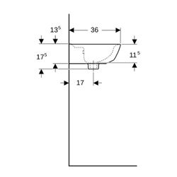 Geberit Renova Handwaschbecken mit asymmetrischem Überlauf, 45x17,3x36cm, ohne Hahnl... GEBERIT-500495011 4025416142539 (Abb. 1)