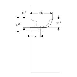 Geberit Renova Handwaschbecken mit asymmetrischem Überlauf, 45x17,3x36cm, ohne Hahnl... GEBERIT-500497011 4025416220541 (Abb. 1)