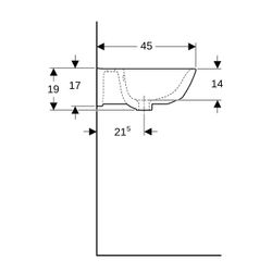 Geberit Renova Waschtisch, Breite 55cm, Tiefe 45cm, Hahnloch mittig, Überlauf sichtb... GEBERIT-500369011 4025416699545 (Abb. 1)